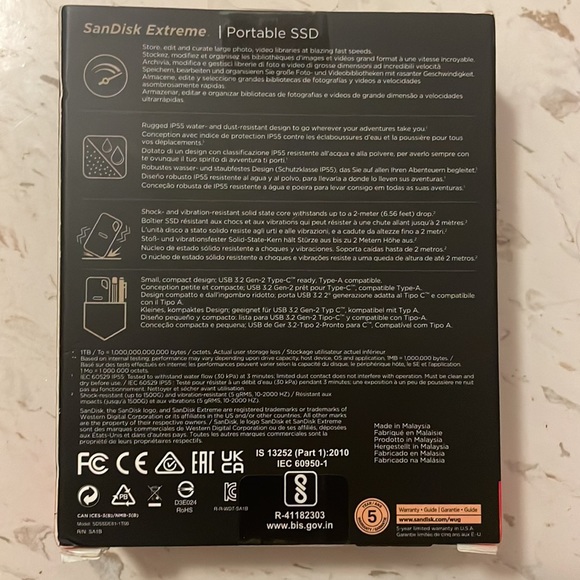 SanDisk extreme portable SSd 1TB - Picture 3 of 7